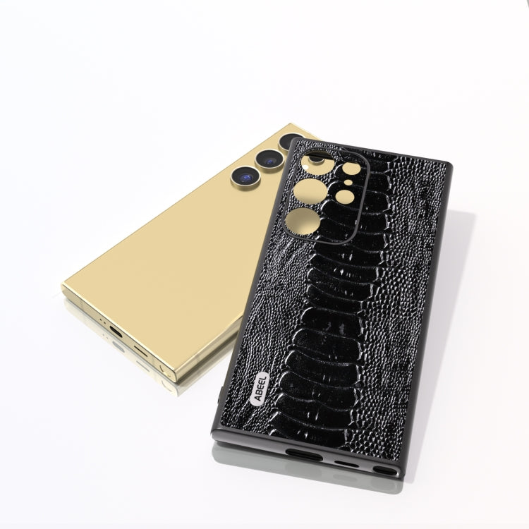 For Samsung Galaxy S24 Ultra 5G ABEEL Genuine Leather Weilai Series Phone Case(Black) - HoMEdemic™ 