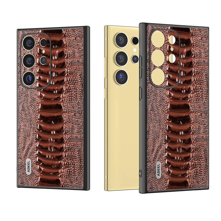 For Samsung Galaxy S24 Ultra 5G ABEEL Genuine Leather Weilai Series Phone Case(Coffee) - HoMEdemic™ 