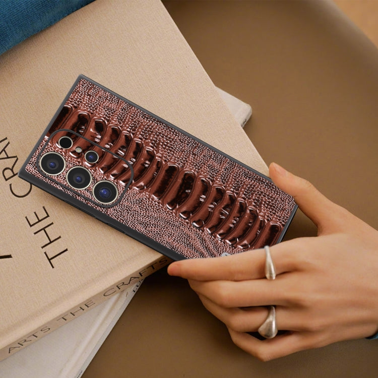 For Samsung Galaxy S24 Ultra 5G ABEEL Genuine Leather Weilai Series Phone Case(Coffee) - HoMEdemic™ 