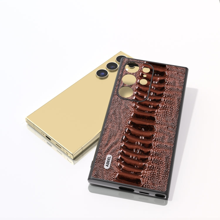 For Samsung Galaxy S24 Ultra 5G ABEEL Genuine Leather Weilai Series Phone Case(Coffee) - HoMEdemic™ 