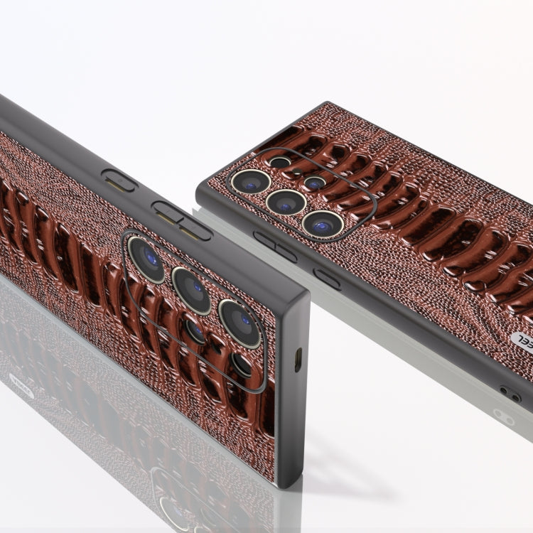 For Samsung Galaxy S24 Ultra 5G ABEEL Genuine Leather Weilai Series Phone Case(Coffee) - HoMEdemic™ 