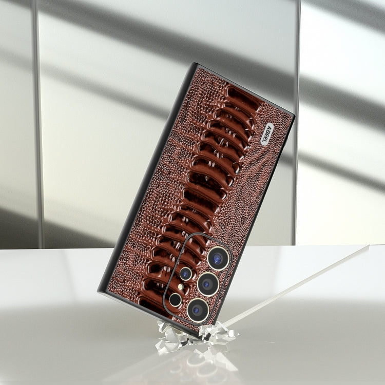For Samsung Galaxy S24 Ultra 5G ABEEL Genuine Leather Weilai Series Phone Case(Coffee) - HoMEdemic™ 