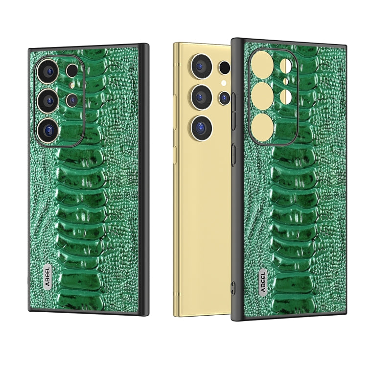 For Samsung Galaxy S24 Ultra 5G ABEEL Genuine Leather Weilai Series Phone Case(Green) - HoMEdemic™ 