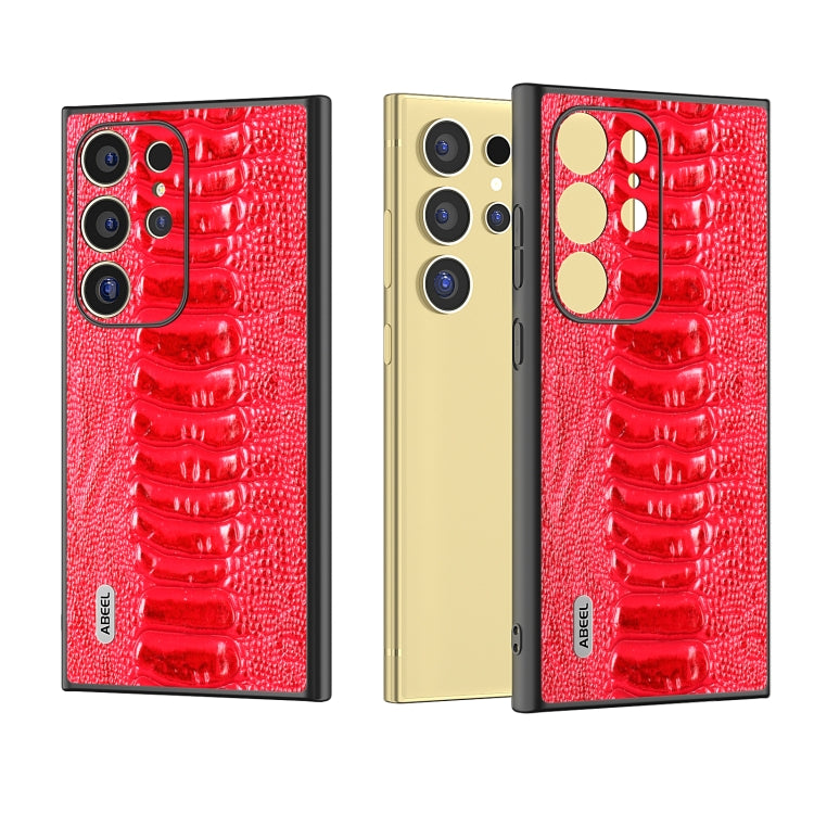 For Samsung Galaxy S24 Ultra 5G ABEEL Genuine Leather Weilai Series Phone Case(Red) - HoMEdemic™ 