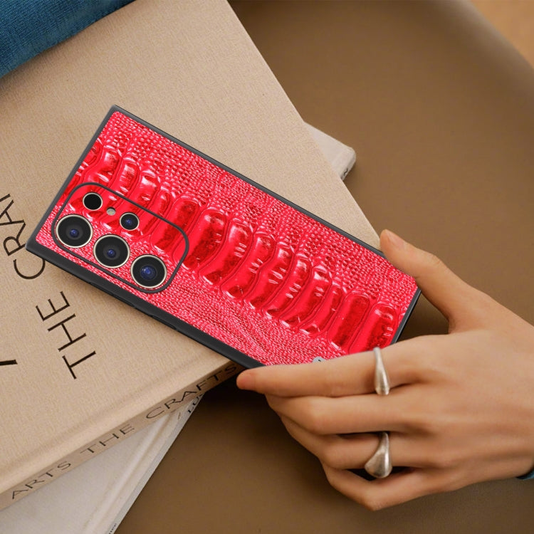 For Samsung Galaxy S24 Ultra 5G ABEEL Genuine Leather Weilai Series Phone Case(Red) - HoMEdemic™ 