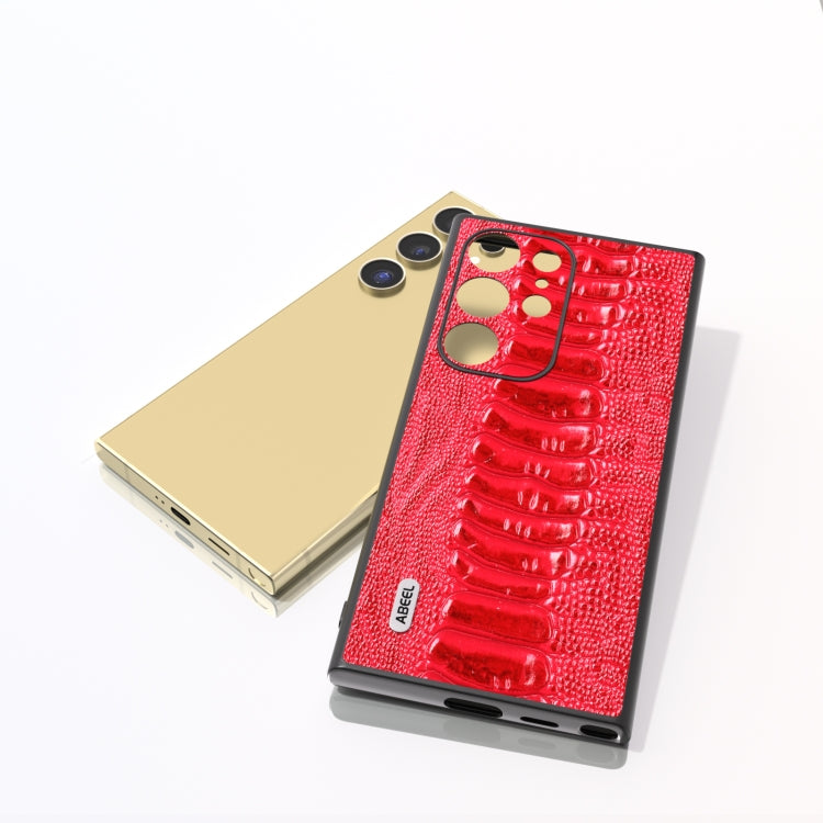 For Samsung Galaxy S24 Ultra 5G ABEEL Genuine Leather Weilai Series Phone Case(Red) - HoMEdemic™ 