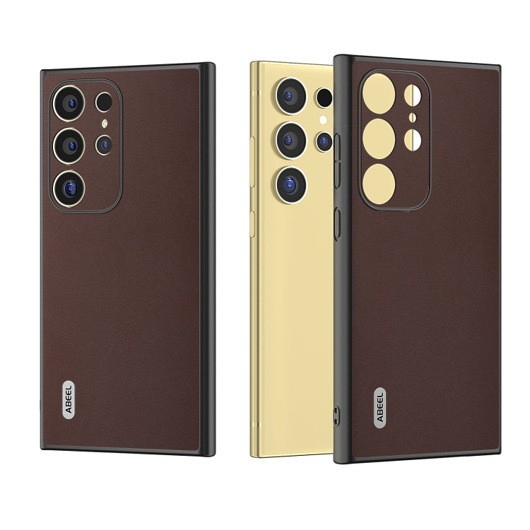 For Samsung Galaxy S24 Ultra 5G ABEEL Genuine Leather Xiaoya Series Phone Case(Coffee) - HoMEdemic™ 