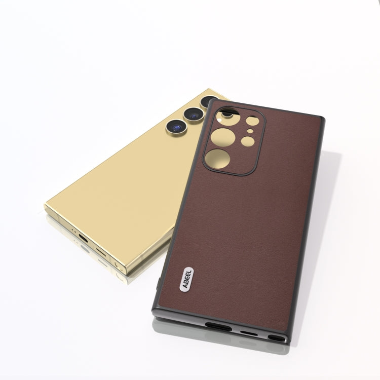 For Samsung Galaxy S24 Ultra 5G ABEEL Genuine Leather Xiaoya Series Phone Case(Coffee) - HoMEdemic™ 