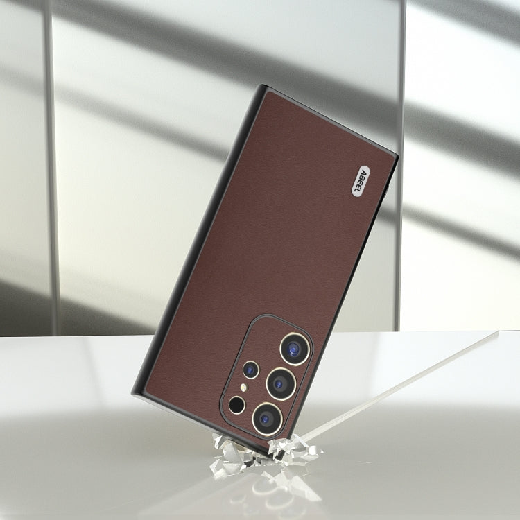 For Samsung Galaxy S24 Ultra 5G ABEEL Genuine Leather Xiaoya Series Phone Case(Coffee) - HoMEdemic™ 
