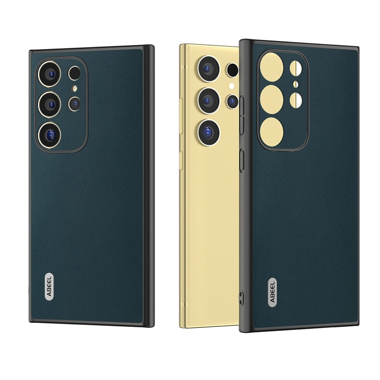 For Samsung Galaxy S24 Ultra 5G ABEEL Genuine Leather Xiaoya Series Phone Case(Dark Green) - HoMEdemic™ 