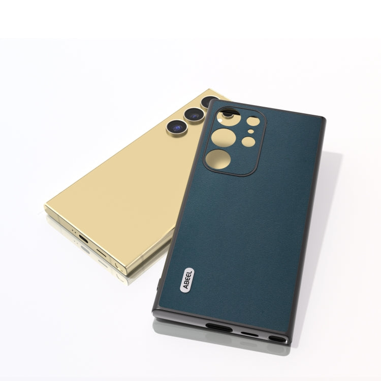 For Samsung Galaxy S24 Ultra 5G ABEEL Genuine Leather Xiaoya Series Phone Case(Dark Green) - HoMEdemic™ 