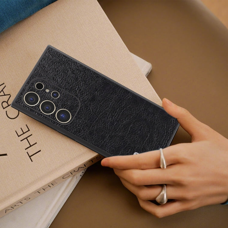 For Samsung Galaxy S24 Ultra 5G ABEEL Retro Litchi Texture PU Phone Case(Black) - HoMEdemic™ 