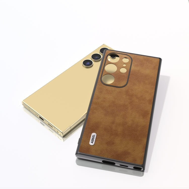 For Samsung Galaxy S24 Ultra 5G ABEEL Retro Litchi Texture PU Phone Case(Brown) - HoMEdemic™ 