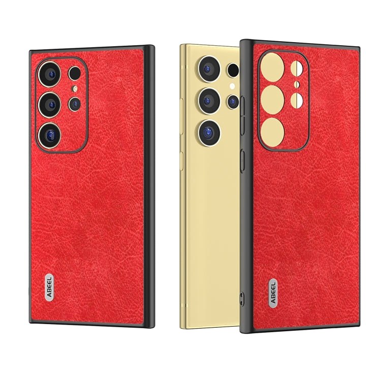 For Samsung Galaxy S24 Ultra 5G ABEEL Retro Litchi Texture PU Phone Case(Red) - HoMEdemic™ 