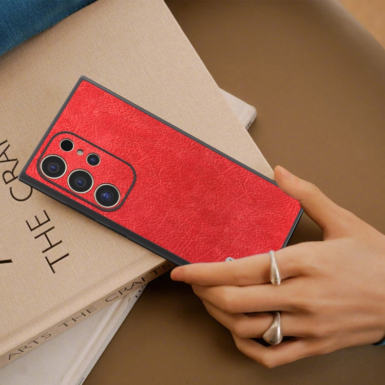 For Samsung Galaxy S24 Ultra 5G ABEEL Retro Litchi Texture PU Phone Case(Red) - HoMEdemic™ 