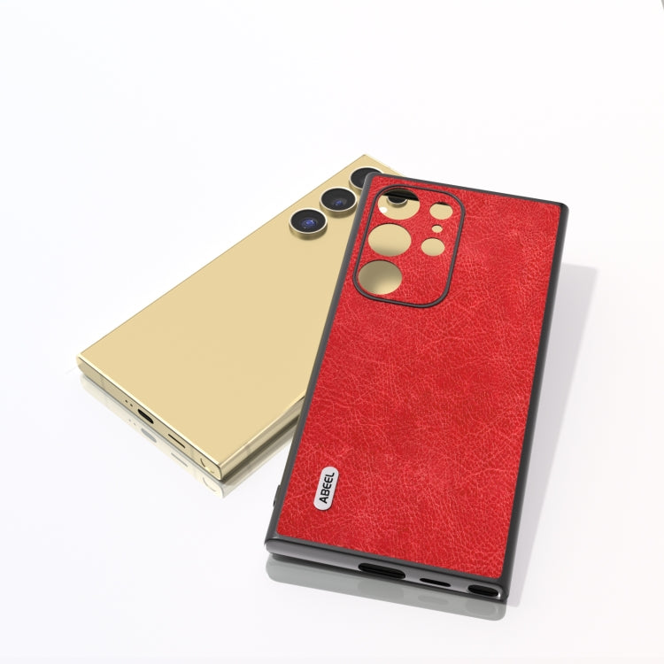 For Samsung Galaxy S24 Ultra 5G ABEEL Retro Litchi Texture PU Phone Case(Red) - HoMEdemic™ 