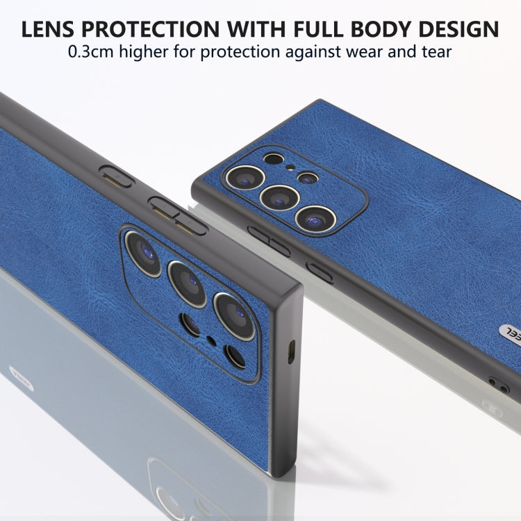 For Samsung Galaxy S24 Ultra 5G ABEEL Retro Texture PU Phone Case(Blue) - HoMEdemic™ 