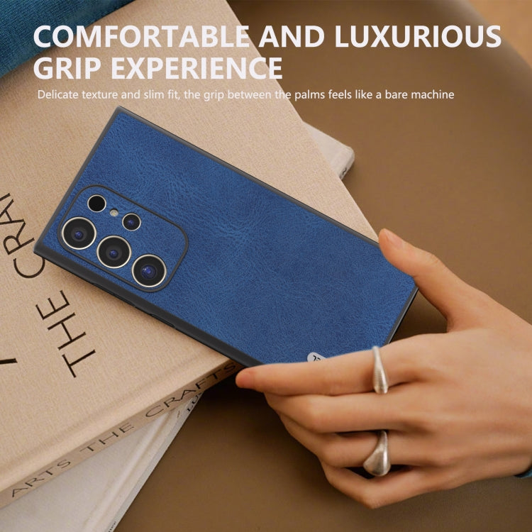 For Samsung Galaxy S24 Ultra 5G ABEEL Retro Texture PU Phone Case(Blue) - HoMEdemic™ 
