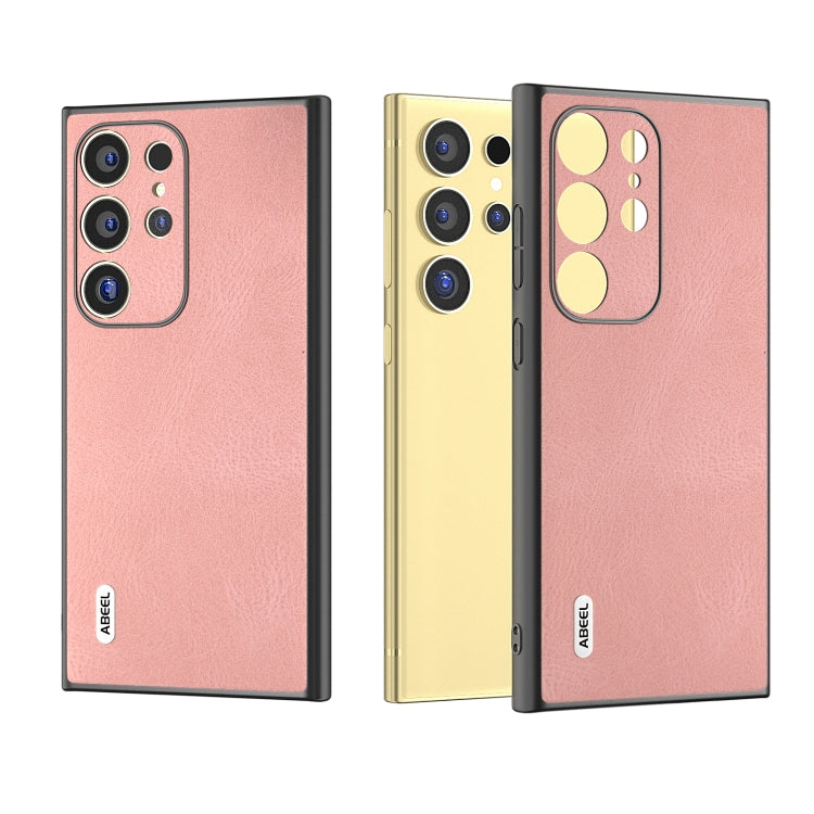 For Samsung Galaxy S24 Ultra 5G ABEEL Retro Texture PU Phone Case(Pink) - HoMEdemic™ 