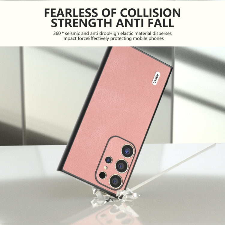 For Samsung Galaxy S24 Ultra 5G ABEEL Retro Texture PU Phone Case(Pink) - HoMEdemic™ 