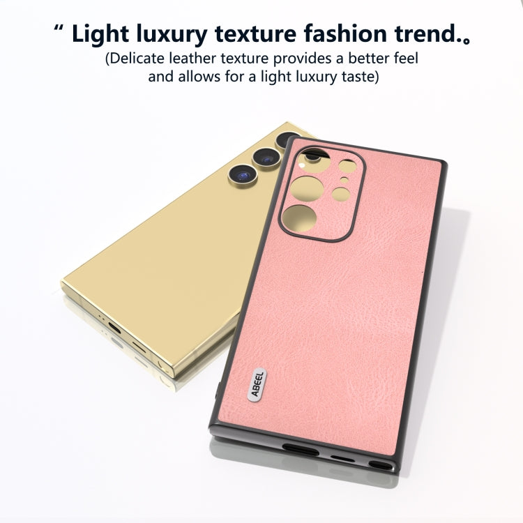 For Samsung Galaxy S24 Ultra 5G ABEEL Retro Texture PU Phone Case(Pink) - HoMEdemic™ 
