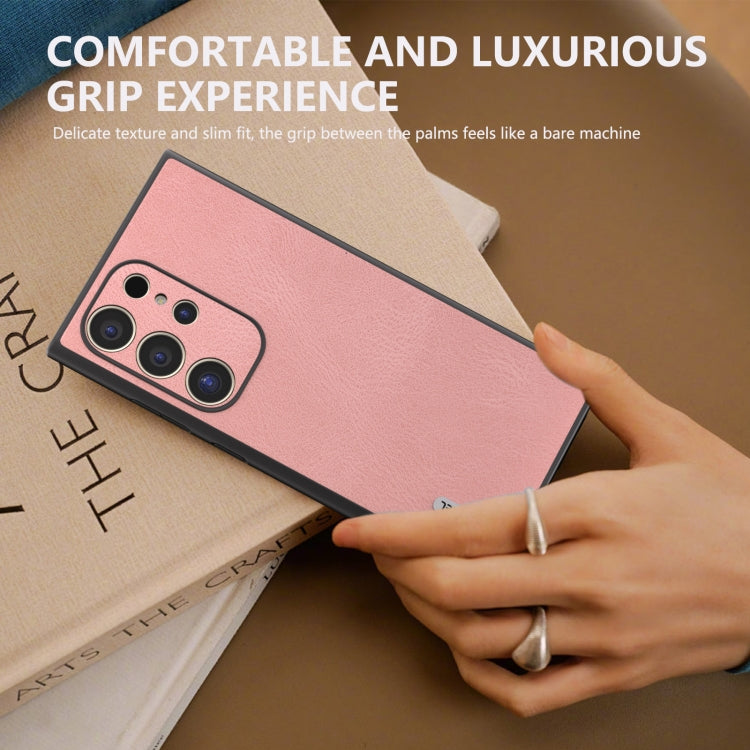 For Samsung Galaxy S24 Ultra 5G ABEEL Retro Texture PU Phone Case(Pink) - HoMEdemic™ 