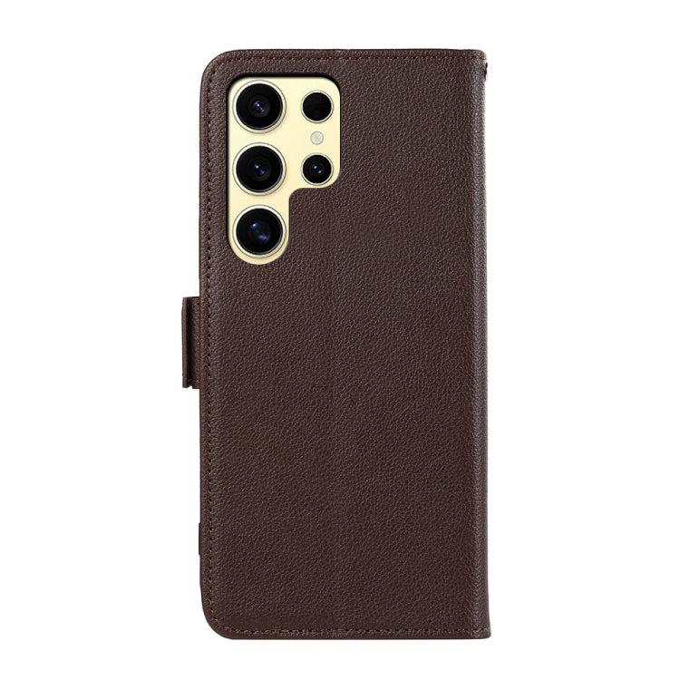 For Samsung Galaxy S24 Ultra 5G ABEEL Side-Magnetic Litchi Pattern Leather RFID Phone Case(Brown) - HoMEdemic™ 