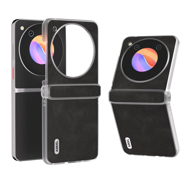 For Samsung Galaxy S24 Ultra 5G ABEEL Three Parts Frosted Transparent Frame Hinge Retro Texture PU Phone Case(Black) - HoMEdemic™ 