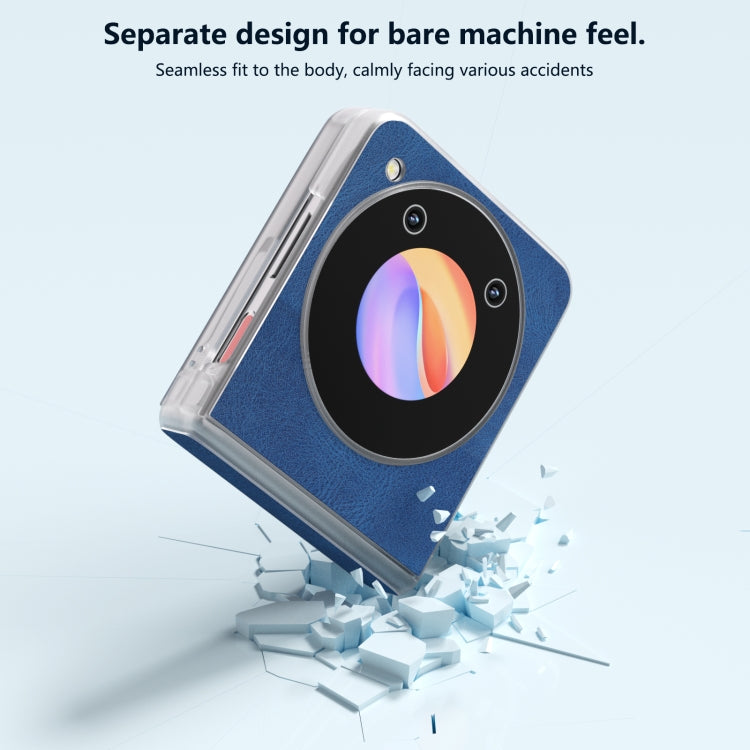 For Samsung Galaxy S24 Ultra 5G ABEEL Three Parts Frosted Transparent Frame Hinge Retro Texture PU Phone Case(Blue) - HoMEdemic™ 