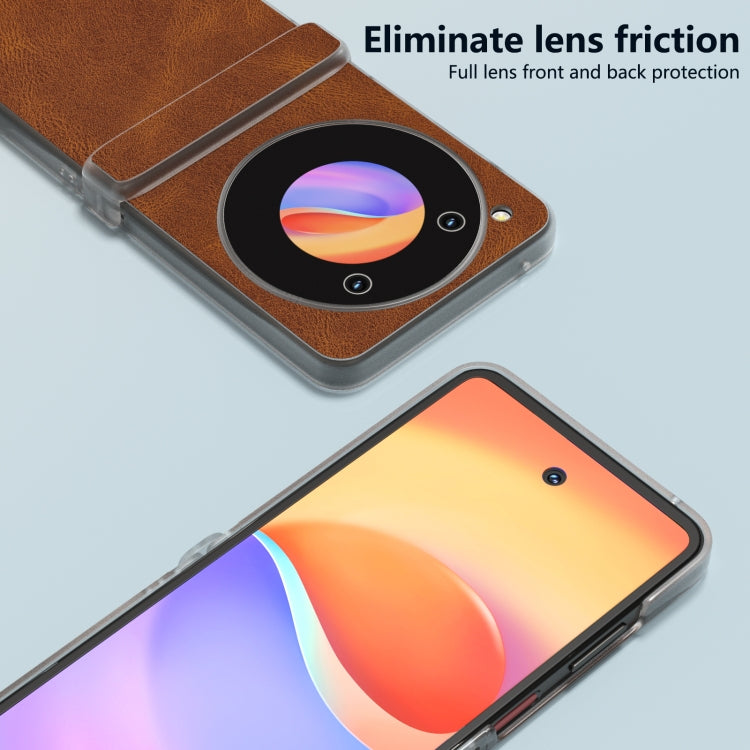 For Samsung Galaxy S24 Ultra 5G ABEEL Three Parts Frosted Transparent Frame Hinge Retro Texture PU Phone Case(Brown) - HoMEdemic™ 