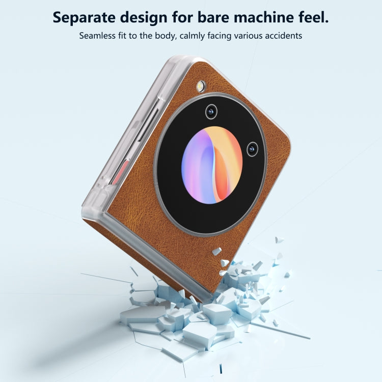 For Samsung Galaxy S24 Ultra 5G ABEEL Three Parts Frosted Transparent Frame Hinge Retro Texture PU Phone Case(Brown) - HoMEdemic™ 