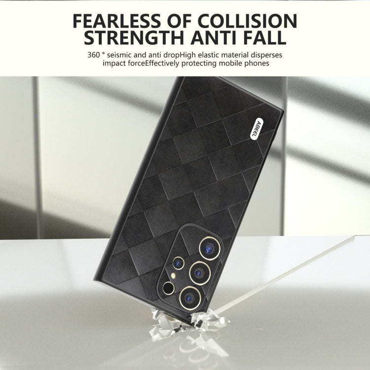 For Samsung Galaxy S24 Ultra 5G ABEEL Weave Plaid PU Phone Case(Black) - HoMEdemic™ 