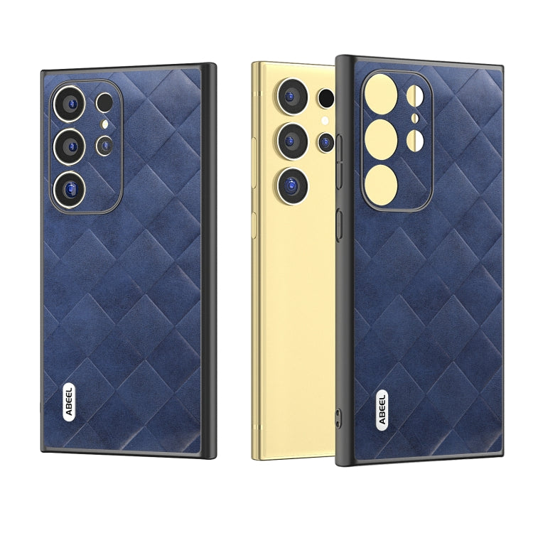 For Samsung Galaxy S24 Ultra 5G ABEEL Weave Plaid PU Phone Case(Blue) - HoMEdemic™ 