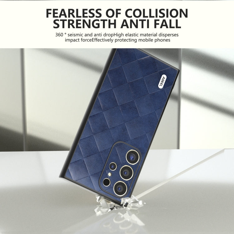 For Samsung Galaxy S24 Ultra 5G ABEEL Weave Plaid PU Phone Case(Blue) - HoMEdemic™ 