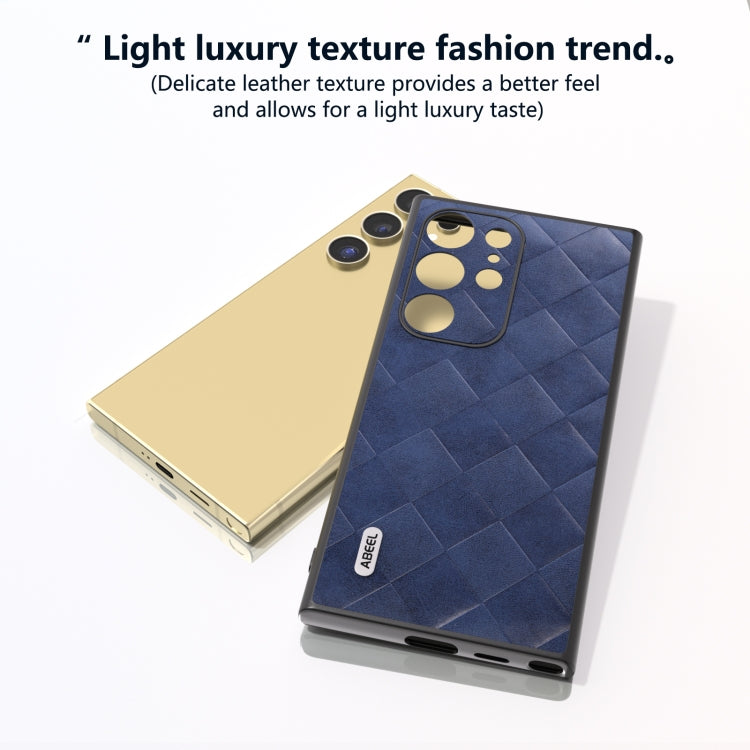 For Samsung Galaxy S24 Ultra 5G ABEEL Weave Plaid PU Phone Case(Blue) - HoMEdemic™ 