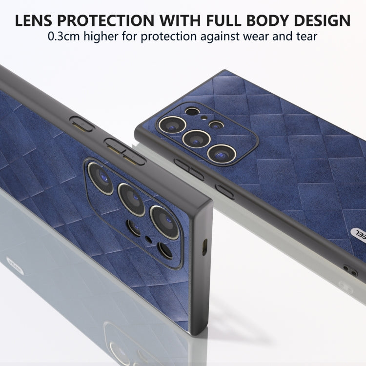 For Samsung Galaxy S24 Ultra 5G ABEEL Weave Plaid PU Phone Case(Blue) - HoMEdemic™ 