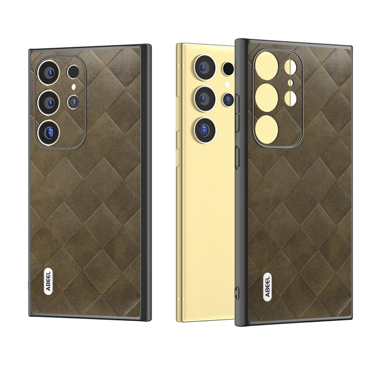 For Samsung Galaxy S24 Ultra 5G ABEEL Weave Plaid PU Phone Case(Green) - HoMEdemic™ 