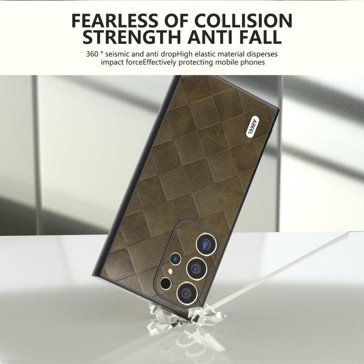 For Samsung Galaxy S24 Ultra 5G ABEEL Weave Plaid PU Phone Case(Green) - HoMEdemic™ 