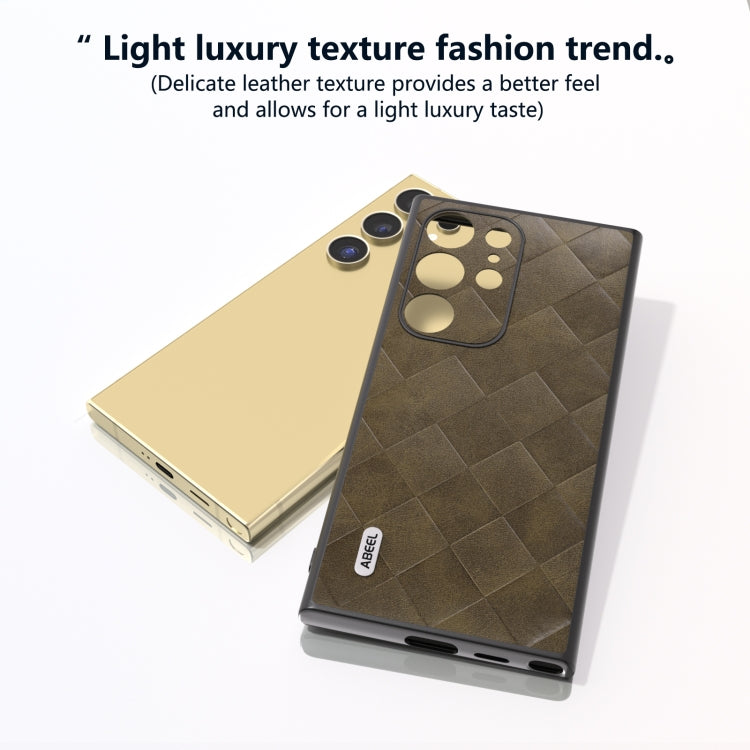For Samsung Galaxy S24 Ultra 5G ABEEL Weave Plaid PU Phone Case(Green) - HoMEdemic™ 