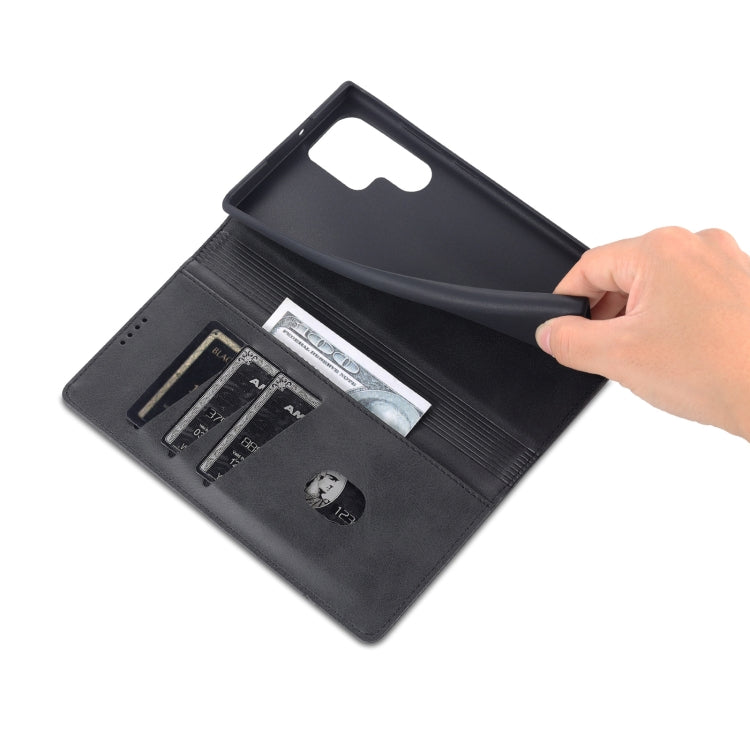 For Samsung Galaxy S24 Ultra 5G AZNS Magnetic Calf Texture Flip Leather Phone Case(Black) - HoMEdemic™ 