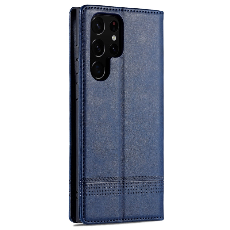 For Samsung Galaxy S24 Ultra 5G AZNS Magnetic Calf Texture Flip Leather Phone Case(Dark Blue) - HoMEdemic™ 