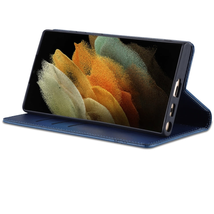 For Samsung Galaxy S24 Ultra 5G AZNS Magnetic Calf Texture Flip Leather Phone Case(Dark Blue) - HoMEdemic™ 