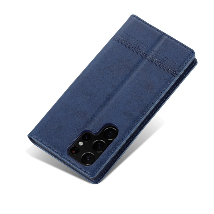 For Samsung Galaxy S24 Ultra 5G AZNS Magnetic Calf Texture Flip Leather Phone Case(Dark Blue) - HoMEdemic™ 