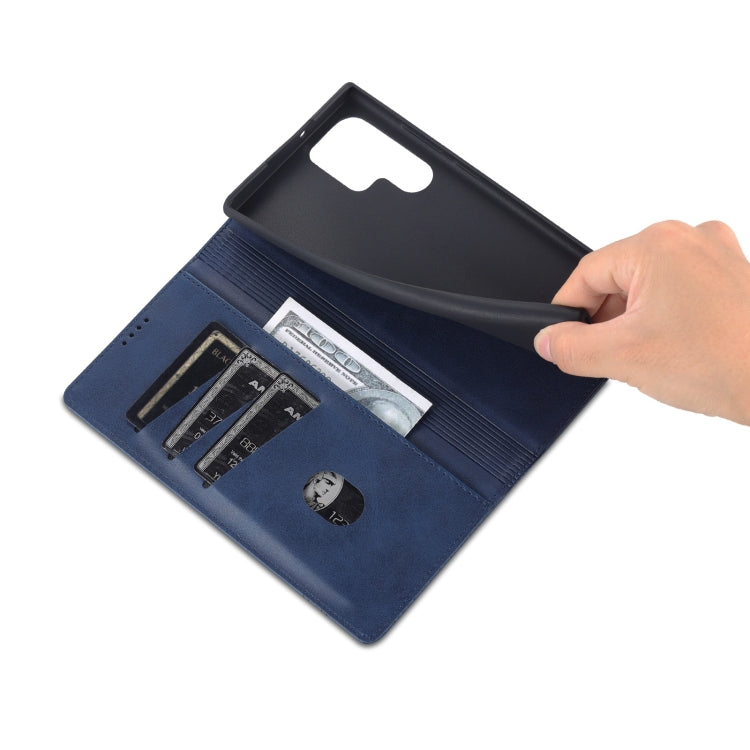 For Samsung Galaxy S24 Ultra 5G AZNS Magnetic Calf Texture Flip Leather Phone Case(Dark Blue) - HoMEdemic™ 