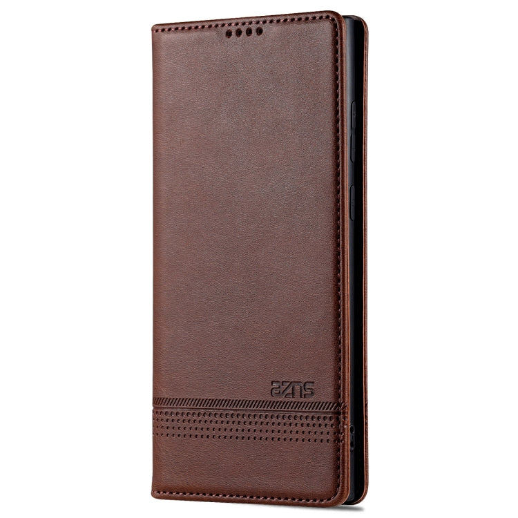 For Samsung Galaxy S24 Ultra 5G AZNS Magnetic Calf Texture Flip Leather Phone Case(Dark Brown) - HoMEdemic™ 