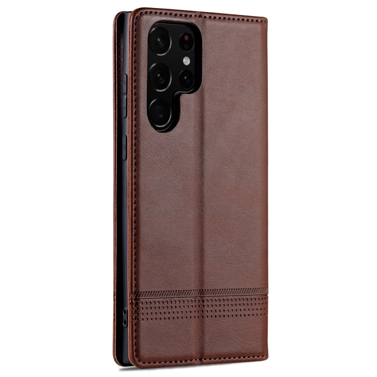 For Samsung Galaxy S24 Ultra 5G AZNS Magnetic Calf Texture Flip Leather Phone Case(Dark Brown) - HoMEdemic™ 