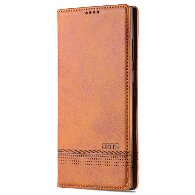 For Samsung Galaxy S24 Ultra 5G AZNS Magnetic Calf Texture Flip Leather Phone Case(Light Brown) - HoMEdemic™ 