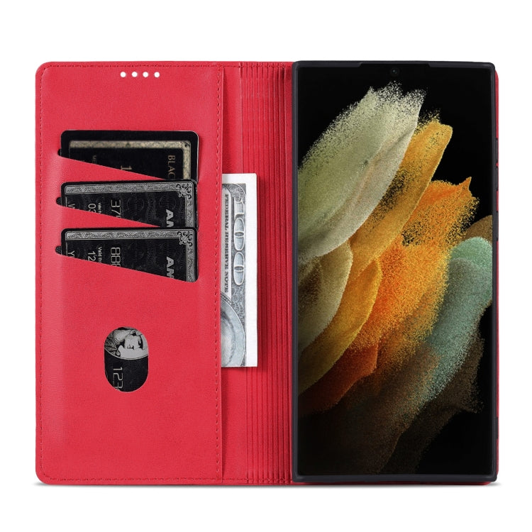For Samsung Galaxy S24 Ultra 5G AZNS Magnetic Calf Texture Flip Leather Phone Case(Red) - HoMEdemic™ 