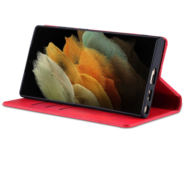 For Samsung Galaxy S24 Ultra 5G AZNS Magnetic Calf Texture Flip Leather Phone Case(Red) - HoMEdemic™ 