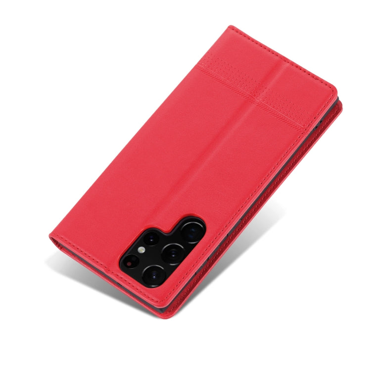 For Samsung Galaxy S24 Ultra 5G AZNS Magnetic Calf Texture Flip Leather Phone Case(Red) - HoMEdemic™ 